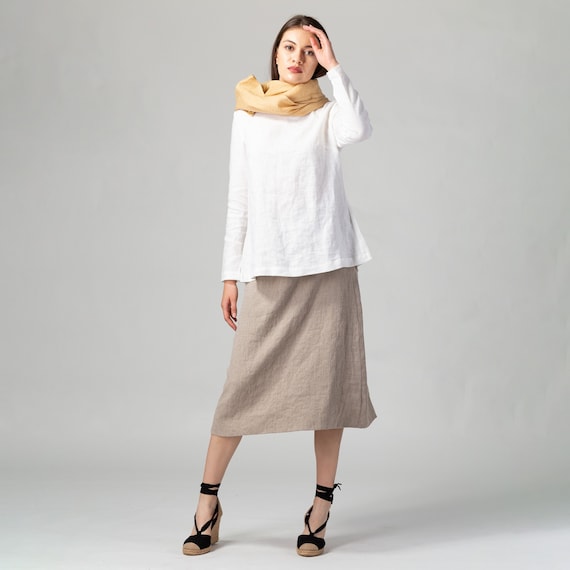 Linen midi top skirt etsy