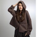 UMMA Oversized Boiled Wool Hooded Coatigan with Patch Pockets, Minimalist Unlined Boxy Pullover, Button Down Fall Cropped Jacket product logo