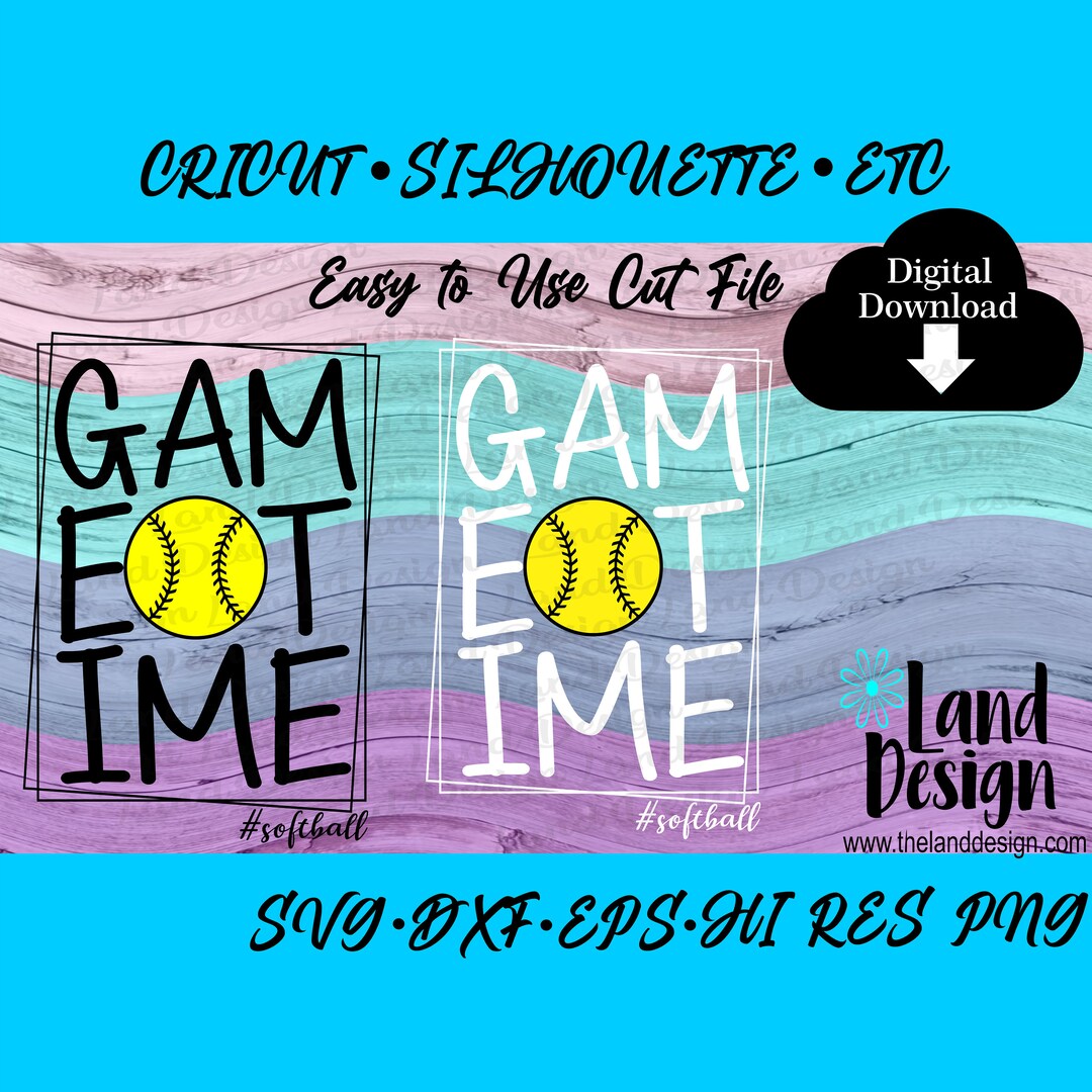 Softball Svg, Shirt, Game Time, Vector, Cute Design, Stacked, Box