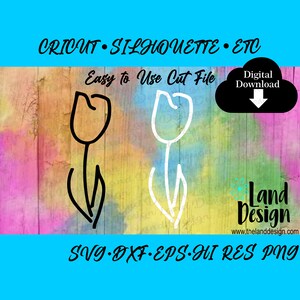 Tulip Outline Svg, Spring, Flower, Clipart, Cricut, Silhouette, Vector, Easy to Use, Digital Download, Svg, Dxf, Eps, Png, Cut File