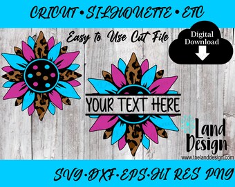 Zonnebloem Svg, Kleurrijke, Cheetah, Leopard, Print, Patroon, Cricut, Split, Gemakkelijk te gebruiken, Digitale Download, Svg, Dxf, Eps, Png, Cut File