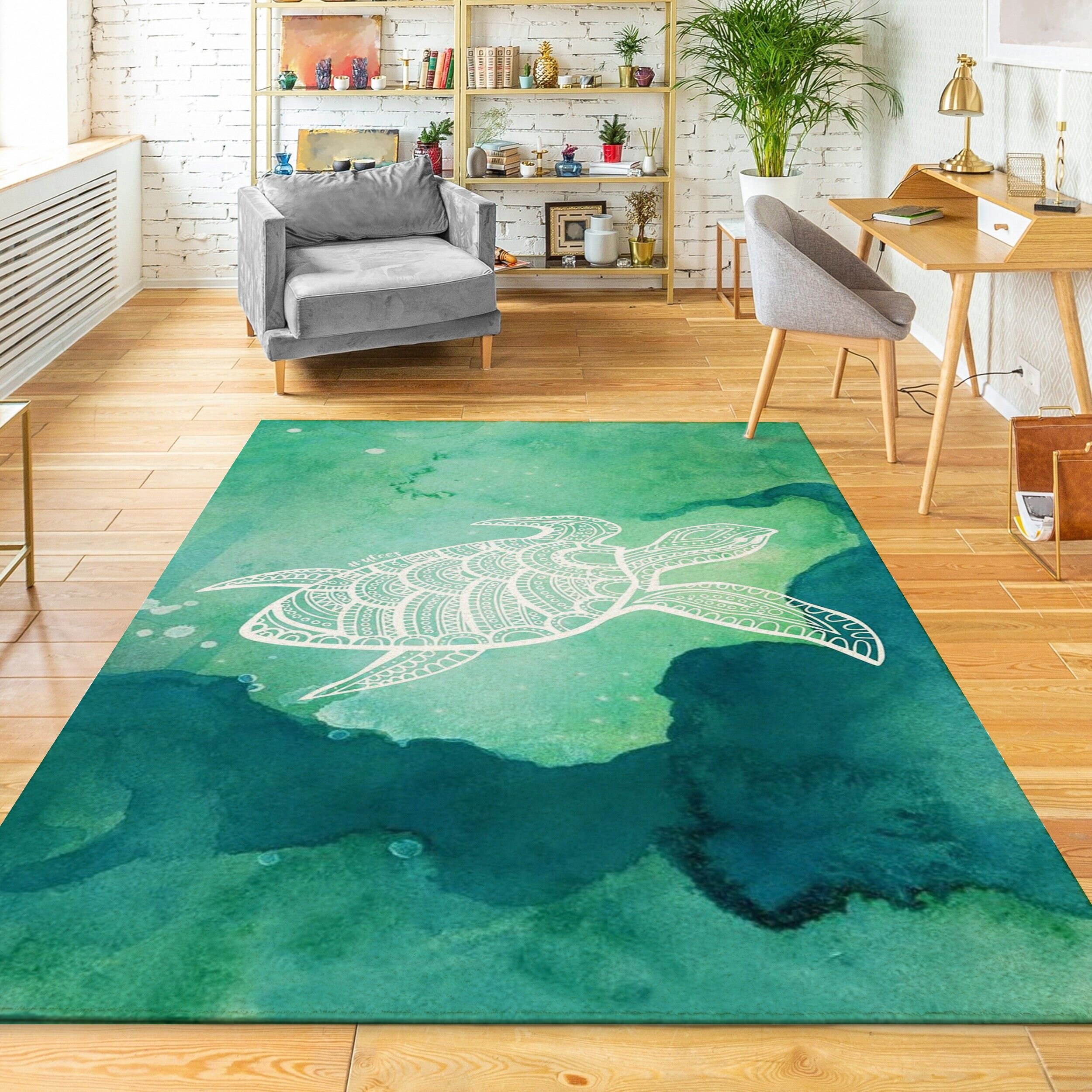Turtle Rugs Sea Turtle Area Rugs Abstract Sea Turtle Rug Etsy