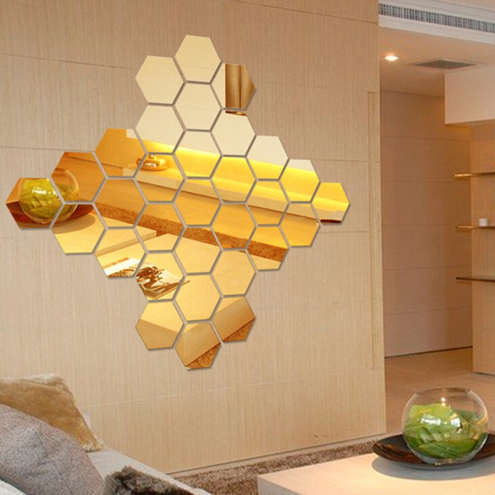 12Pcs 3D Regular Hexagon Decorative Mirror Acrylic Etsy
