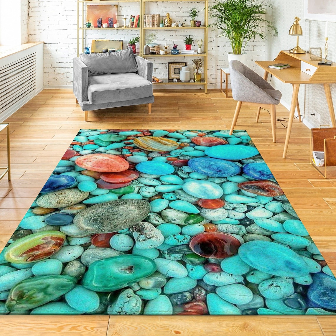 Pebble carpet pebbles relaxing beach sea style living Etsy