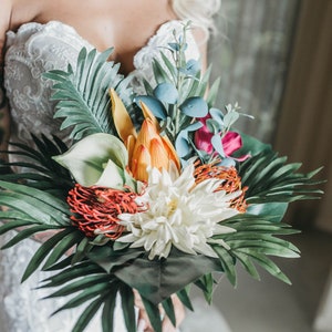 Tropical Bridal Bouquet, Destination Wedding, Tropical Oasis, Bridesmaid Bouquet, Custom Bouquet, Green Bouquet,lush bouquet,outdoor wedding