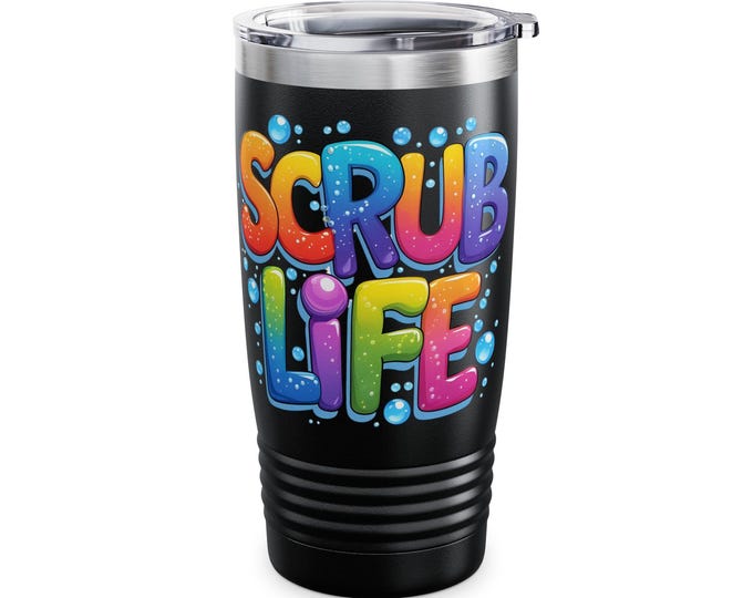 Colorful 'Scrub Life' 20oz Ringneck Tumbler, Fun Drinkware, Gift for her, Hydration on the Go, Gift for Nurse