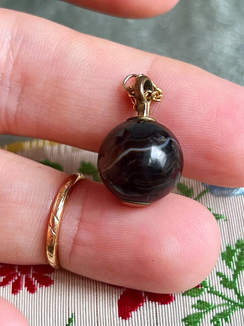 Choose your favorite victorian banded agate ball pendants or charms, orange, brown and black banded agate, perfect for necklace or bracelet All brown with vein