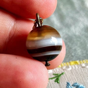 Choose your favorite victorian banded agate ball pendants or charms, orange, brown and black banded agate, perfect for necklace or bracelet 50 brown 50 white L