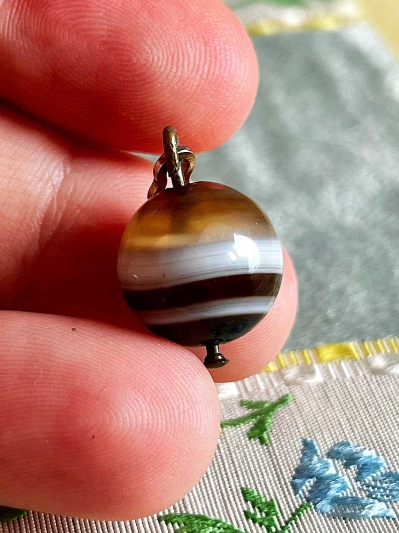 Choose your favorite victorian banded agate ball pendants or charms, orange, brown and black banded agate, perfect for necklace or bracelet 50 brown 50 white L