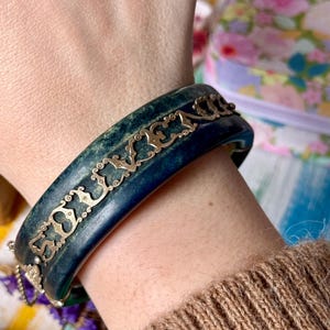 Antique late Georgian era azurite/malachite souvenir bangle
