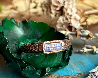 Antique Georgian era sentimental friendship token glove ring or travel ring, souvenir d’amitie