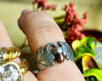 Antique Art deco acorn ring in aluminum