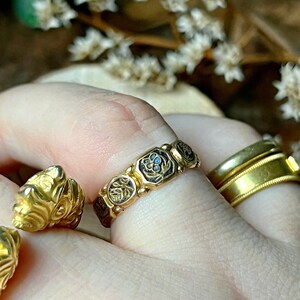  Mens Rings Vintage Index Double English Finger Alphabet Ring  Open Rings Pansy Ring (R, One Size) : Office Products