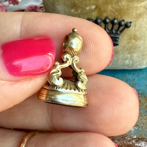 Antique Victorian onyx GB initials seal fob pendant