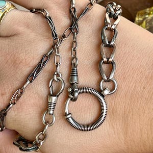 Antique Liberty niello watch chain, extender