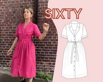 Sixty dress - Robe Sixty - PDF pattern - Fr 34 au 58 - US 2 to 26 - UK 6 to 30