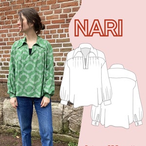 Nari blouse PDF pattern Fr 34 au 58 US 2 to 26 UK 6 to 30 image 1