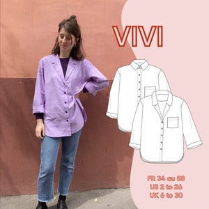 Vivi Shirt - Vivi shirt - PDF pattern - Fr 34 to 58 - - US 2 to 26 - UK 6 to 30