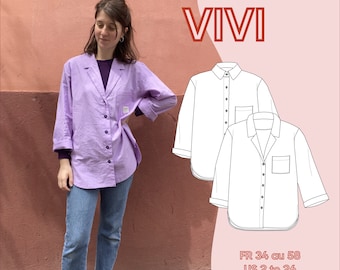 Vivi Shirt - Chemise Vivi - PDF pattern - Fr 34 au 58- - US 2 to 26 - UK 6 to 30