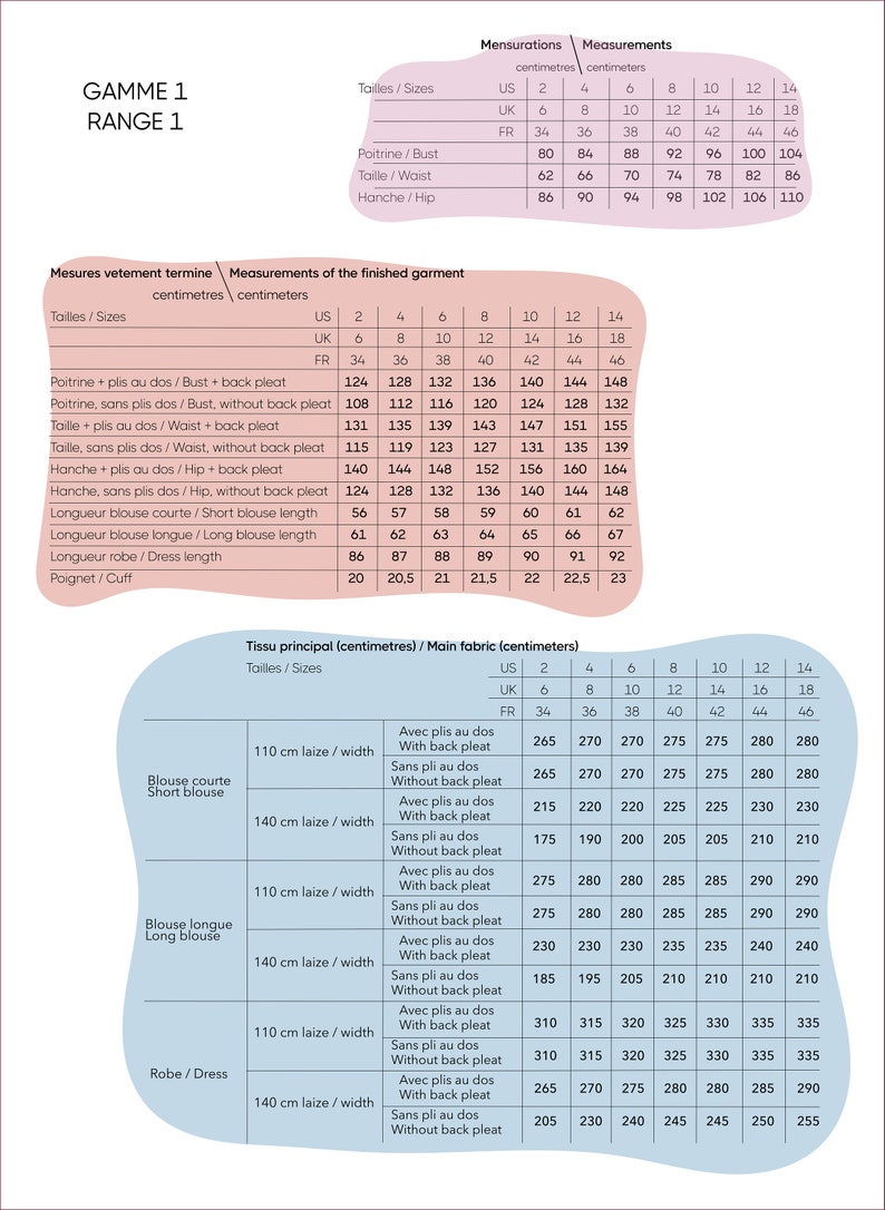 Nari blouse PDF pattern Fr 34 au 58 US 2 to 26 UK 6 to 30 image 3