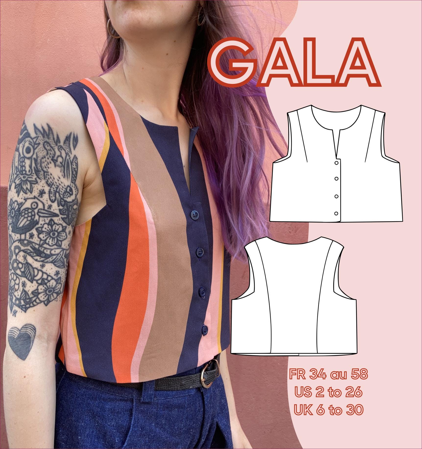 Top Gala - Top Gala - Patrón PDF - Gama Fr 1+2 - Gama ENG 1+2