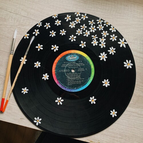 Painted Vinyl Recordflowers & Plants Etsy