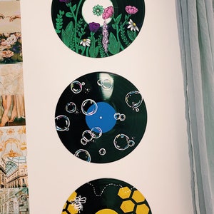 Painted Vinyl Record-flowers &amp; Plants - Etsy