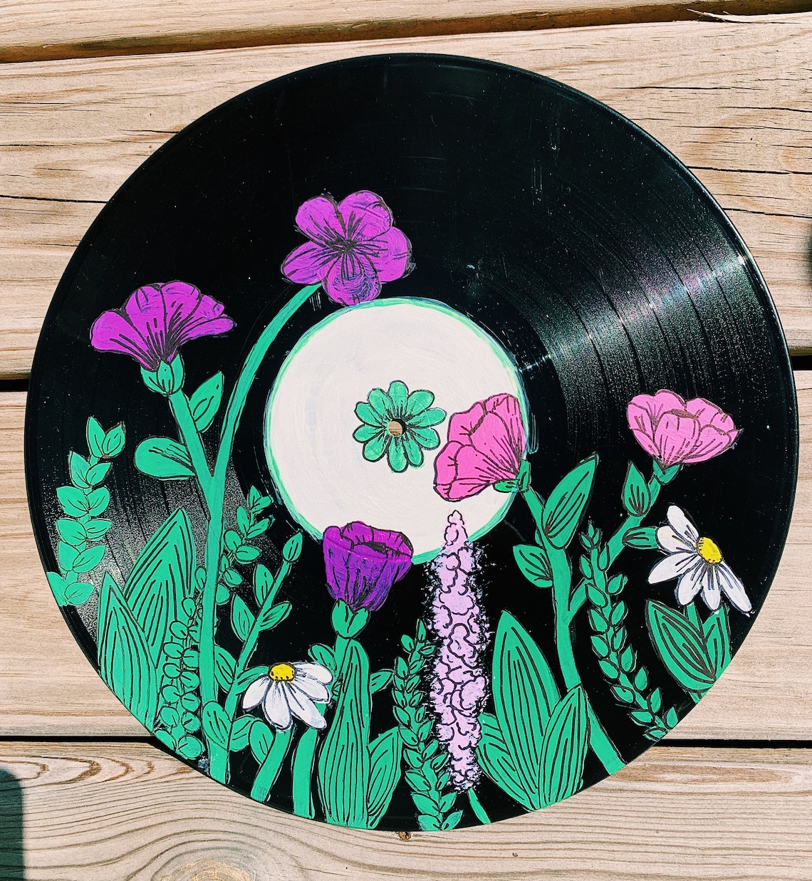 Painted Vinyl RecordFlowers & Plants Etsy