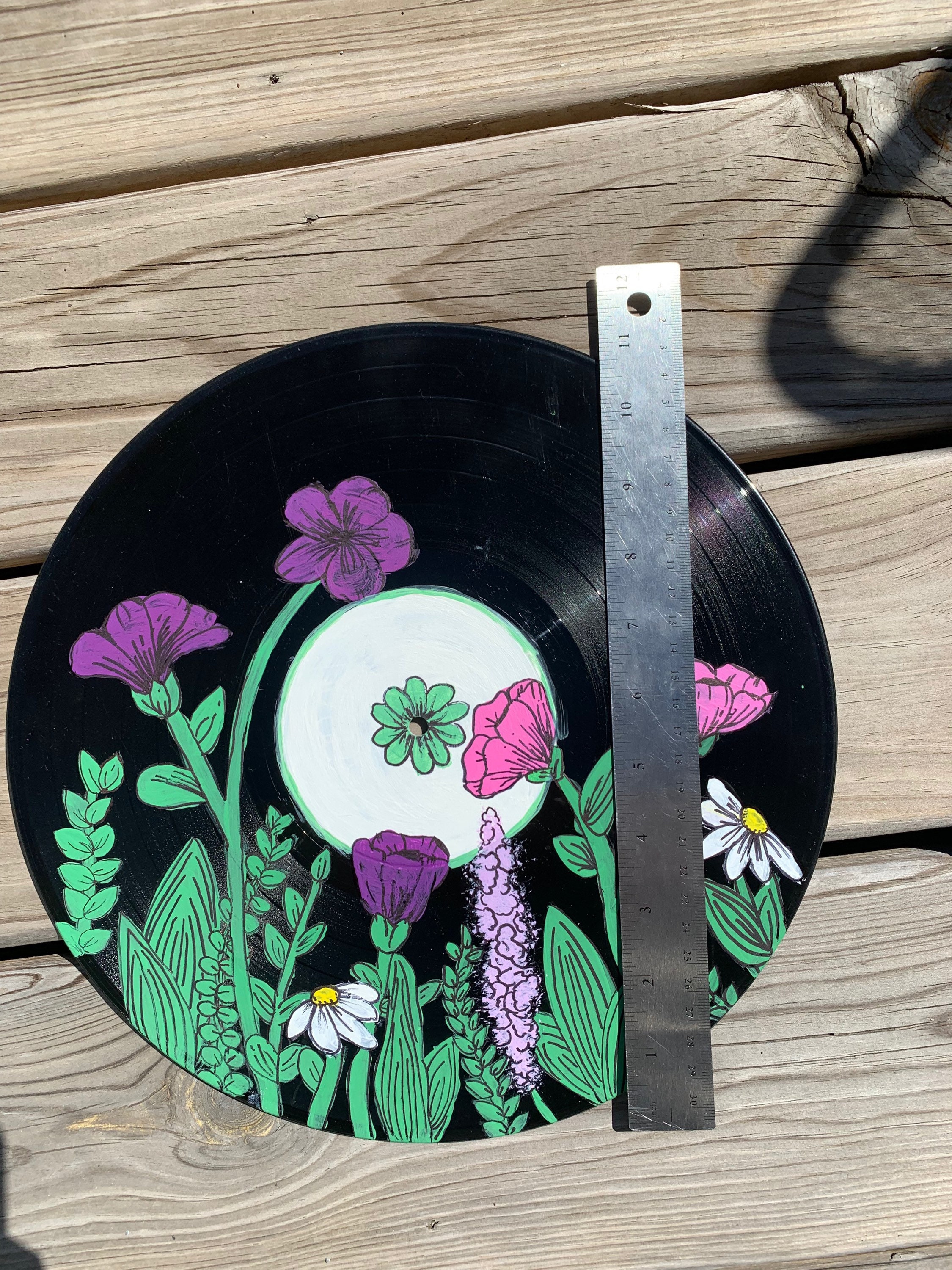 Painted Vinyl RecordFlowers & Plants Etsy