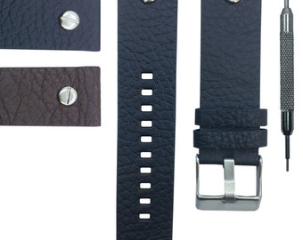Diesel Daddy Series Leather Watch Band-WBH Band Compatible with Diesel Daddy Series, 22mm 24mm 26mm 28mm Black Brown Watch Strap