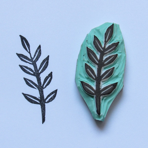 Small Branch // Rubber Stamp // Hand-Carved