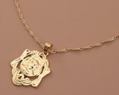 Golden Disc Necklace Gold Ring Circle Coin Golden Necklace Hoop Necklace
