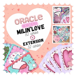 PACK Milin'Love Oráculo + EXTENSIÓN (82 cartas + 32 cartas + bolsa de tela rosa + código descarga guía pdf)