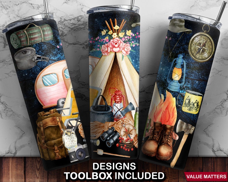 Camping Tumbler Wrap Camping MATCHING DESIGN TOOLBOX for Etsy
