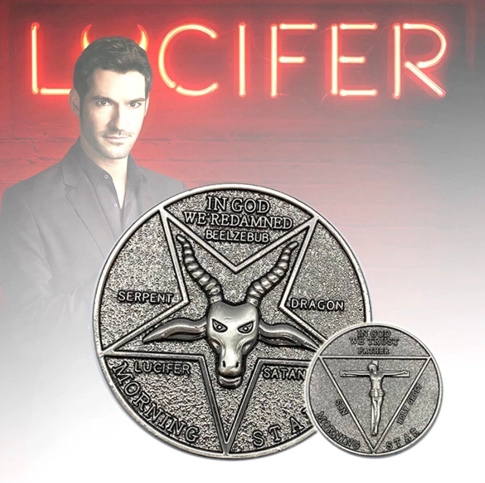 Lucifer Morning star Satan Pentecost gift Coin Human cross Etsy