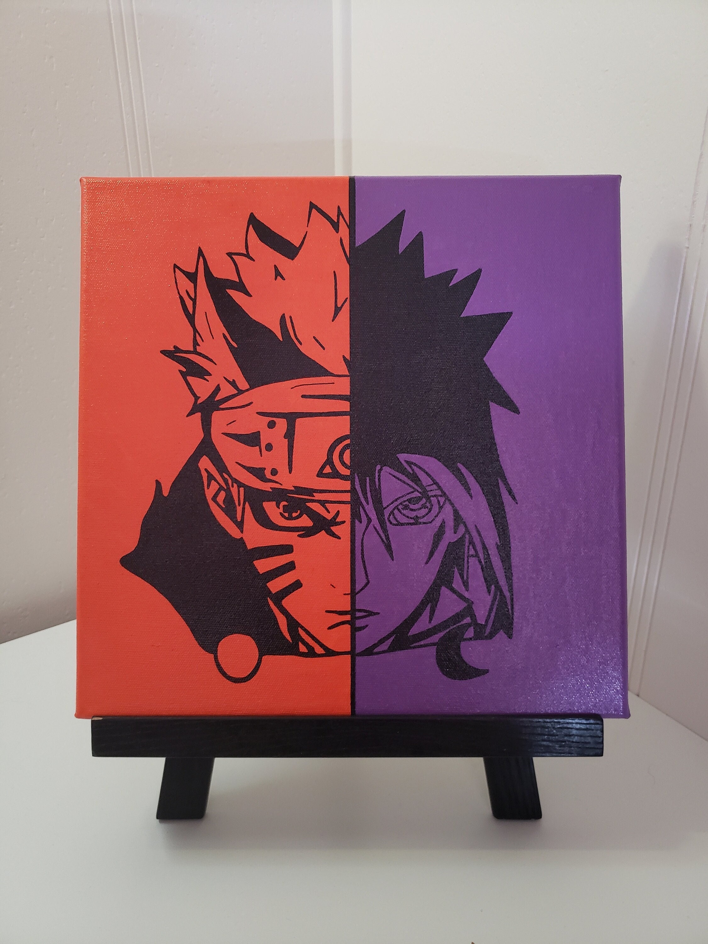 Naruto And Sasuke Half Face Acrylic Anime Painting Naruto Etsy Australia
