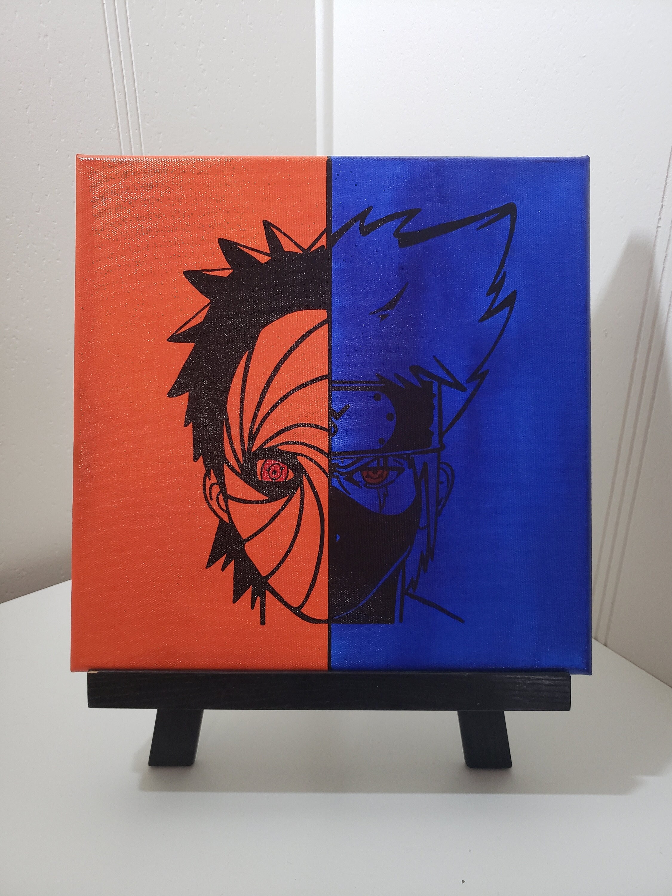 Obito Kakashi Half Face Acrylic Anime Painting Naruto Hand Etsy