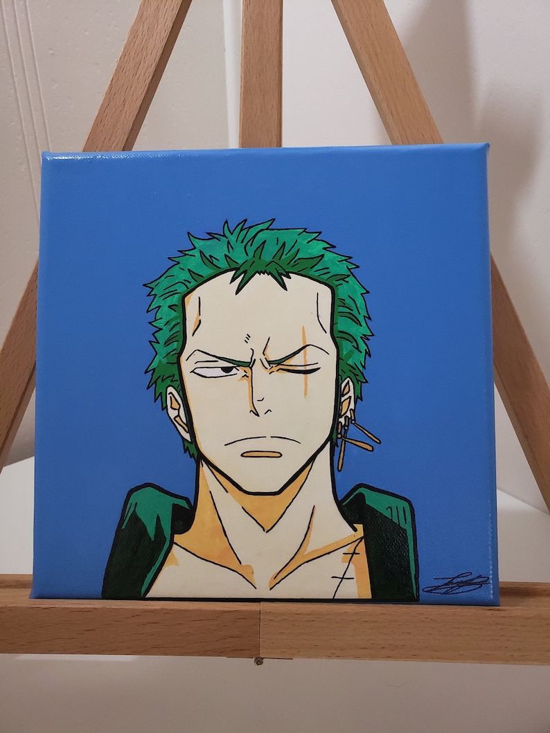 Zoro Acrylic Anime Painting Handmade One Piece Painting Etsy