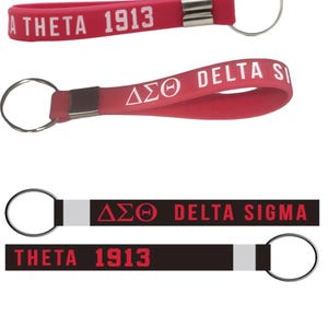 DELTA SIGMA THETA Silicone Wrist Keychain Available in Red and Black image 1