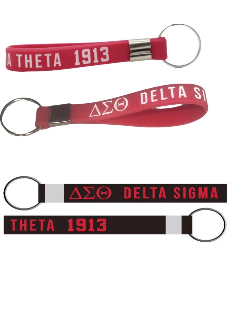DELTA SIGMA THETA Silicone Wrist Keychain Available in Red and Black image 1