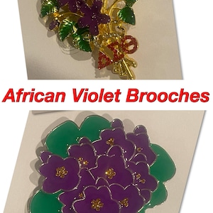 AFRICAN VIOLET BROOCHES