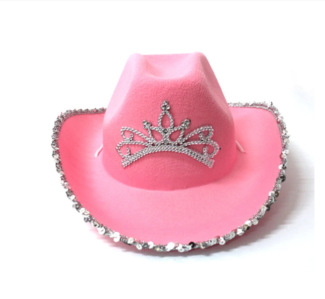 Western Style Tiara Cowgirl Hat for Women Girl Pink Tiara Etsy