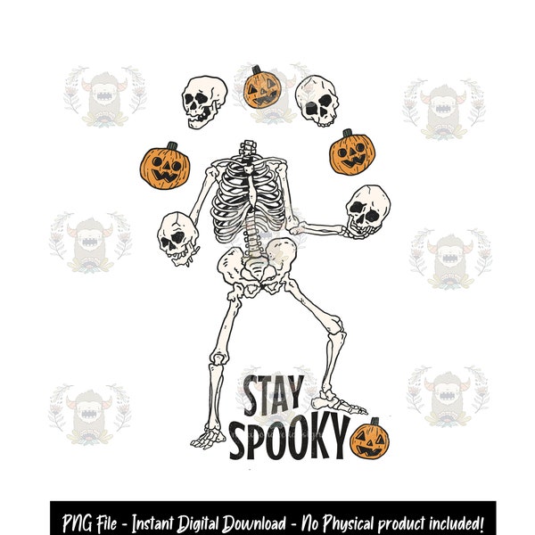 Sublimation Print Transfer, Ready to press, Stay Spooky, Halloween, Skeleton, jack o lantern, October 31st, Juggling, pumpkins, juggle