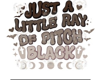 Just a Little Ray of Pitch Black - Sublimation Print: Gothic Coffin & Bats Transfer