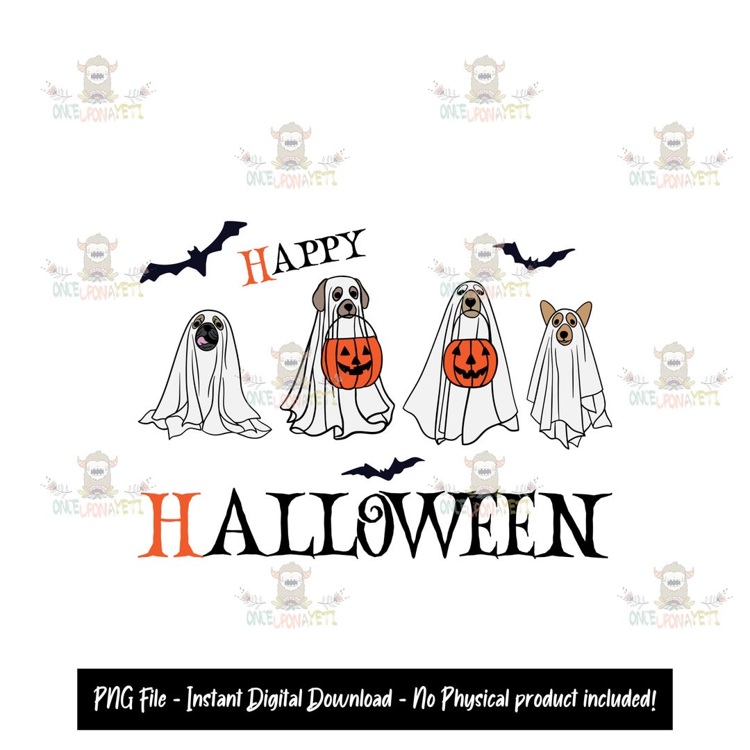 Halloween Ghost Dogs PNG: Spooky Season Sublimation Design (digital ...