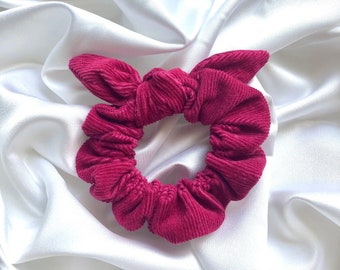 Pink corduroy Bow Scrunchie, Bow Scrunchie, Corduroy Scrunchie, Pink Scrunchie