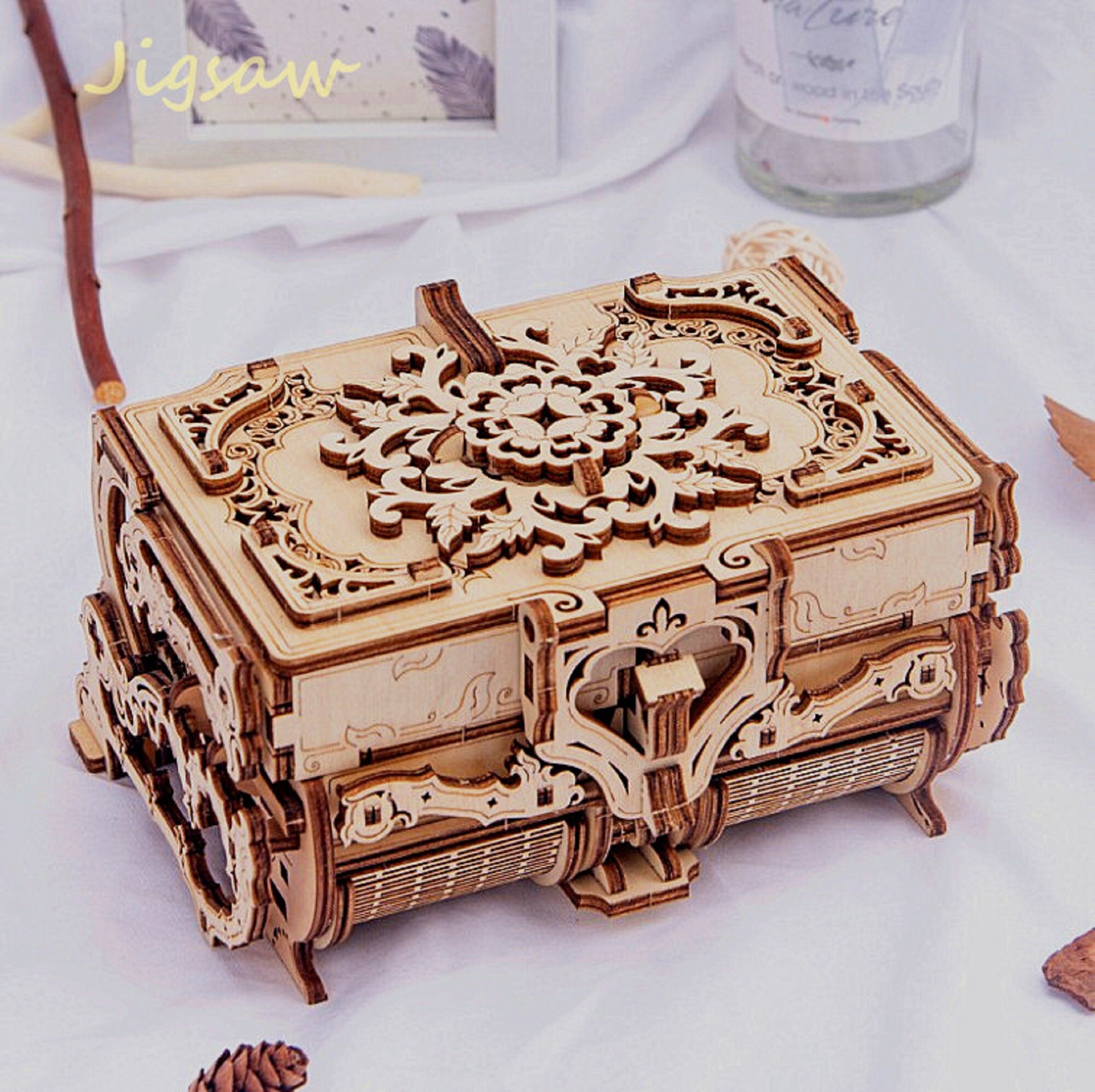 Wooden antique box puzzle Etsy