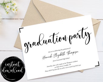 Graduation Party Invitation, Graduation Invitation Template, high School Graduation, Graduation Party Invite, Editable Canva Template