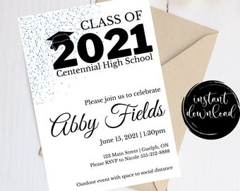 Graduation Party Invitation, Graduation Invitation Template, high School Graduation, Graduation Party Invite, Editable Canva Template