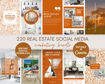 220 Real Estate Instagram Post Templates for Canva | Luxury Realtor Templates | Instagram Canva Template | Social Media Templates
